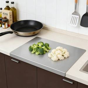 lot 13441 image: LefeTeny Stainless Steel Cutting Board 16 x 11 Inch with Non-Slip Lip