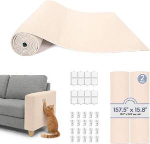 lot 13460 image: BOLIAN Cat Scratch Furniture Protector Self-Adhesive 157.5 x 15.8 in 2 Pack