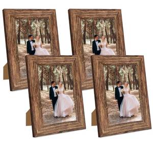 lot 13463 image: iRahmen 5x7 Picture Frame Set of 4 Brown Glass Wood Frames