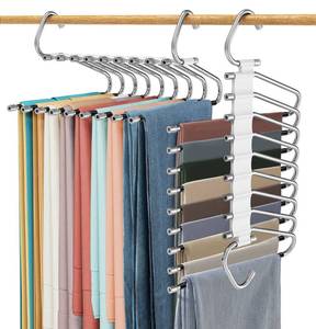 lot 13467 image: Besslly Pants Hangers 9 Tier Space Saving Non-Slip Closet Organizer 2 Pack