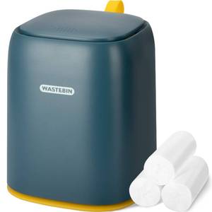 lot 13479 image: XCX Navy Blue Mini Countertop Trash Can with Press Lid 1.5L