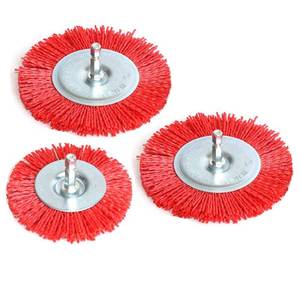 lot 14312 image: FPPO 3Pcs Nylon Wire Wheel Brush Set 3 Inch 4 Inch 14 Inch Shank