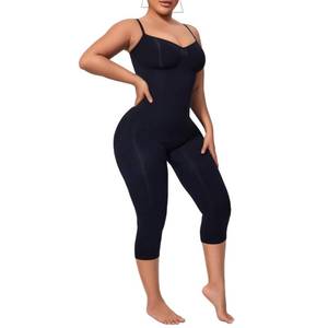 lot 14368 image: BampooPanPa Womens Tummy Control Capri Shapewear Bodysuit Black Medium