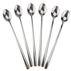 lot 14390 image: DEALIGHT Iced Tea Spoons, 6 Piece Set, 9 Inch Long Handle Stainless Steel