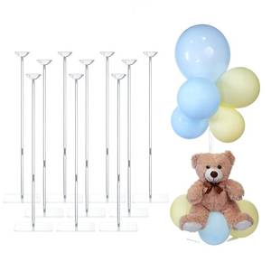 lot 9819 image: TekXYZ Acrylic Balloon Stand for Table Centerpiece, Adjustable 10-Pack
