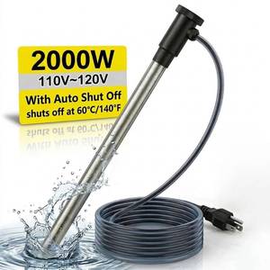 lot 9840 image: 2000W Titanium Portable Hot Tub Heater, Immersion Water Heater with Thermostat, Submersible Baptismal Heater for Inflatable Bathtub, Above Ground Pool, Spa, and Cold Plunge, Fast Heating Bucket Heater