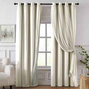 lot 9841 image: Swandream 100% Blackout Curtains for Bedroom, Double Layer Ivory 63 L