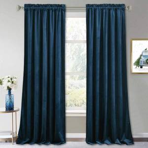 lot 9845 image: RYB HOME Navy Blue Velvet Blackout Curtains 84 inches for Living Room