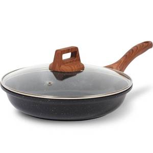 lot 9850 image: ESLITE LIFE Nonstick Ceramic Frying Pan Skillet with Lid, Non-Toxic Egg Omelette Kitchen Cooking Pans Compatible with All Stovetops (Gas, Electric & Induction), PTFE & PFOA Free (Black, 8 wLid)