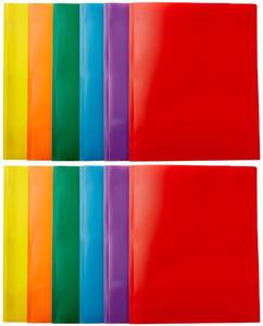 lot 9853 image: Amazon Basics Heavy Duty Plastic Folders with 2 Pockets for Documents, Letter Size Paper, School Supplies Organization, Assorted Colors, Pack of 12