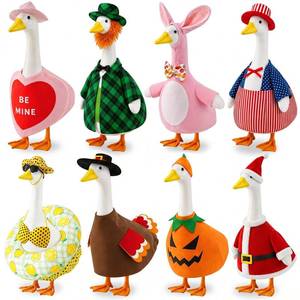 lot 9865 image: 8 Set Holiday Porch Goose Outfits 23 inch All Seasons Goose Clothes for Valentine St. Patrick Easter Summer 4th of July Fall Halloween Christmas, Lawn Porch Gooses Clothing for Patio Yard Decor