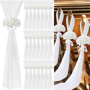 lot 9870 image: VitalCozy 24 Set Wedding Aisle Chair Decorations Pew Bows, Hydrangea