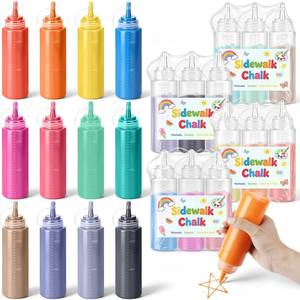 lot 9873 image: 12 Pcs Sidewalk Chalked Kit for Paint, DIY Washable Sidewalk Chalke Kit
