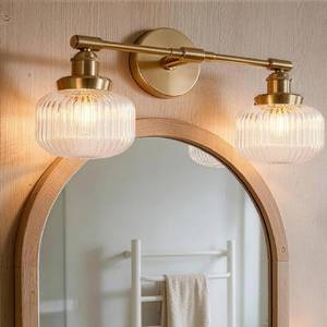 lot 9874 image: foucasal 2-Light Gold Bathroom Light Fixture Over Mirror, Vanity Light