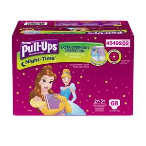 lot 9877 image: Pull-Ups Girls Night-Time Potty Training Pants - 2T-3T - 68ct