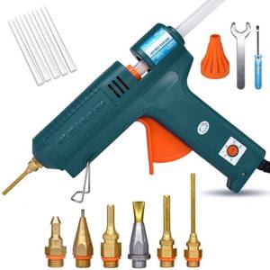 lot 9886 image: BOSWELL 150W Full Size Hot Glue Gun with 6 Copper Nozzles, Luxury Set