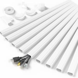 lot 9888 image: Delamu Cord Hider, 142in Cable Hider, Cord Covers for 2-3 Wires on Wall, Wire Covers for Cords, Wire Hiders for TV on Wall, Easier Setup Cable Cover Cable Management, W0.94 H0.47in, White
