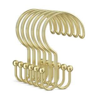 lot 10109 image: Bathway Gold Shower Curtain Hooks Ring, 12 Pcs Double Sided Shower Hooks, Rust Proof Metal Shower Hooks for Bathroom, Anti-Drop Shower Rings for Shower Curtain & Liners