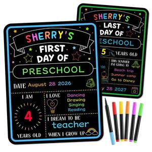 lot 10110 image: FaCraft First Day of School Sign Board with Liquid Chalk Markers-11 x 14