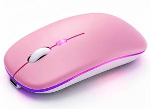lot 10111 image: AZTZATZ Wireless Bluetooth Mouse, Rechargeable Computer Mouse, Pink