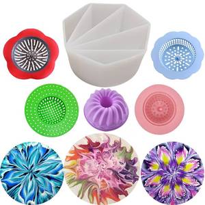 lot 10129 image: 6Pcs Split Cup Flower Silicone Paint Cup Acrylic Pouring Strainers Set Mixing Cups for DIY Pouring Acrylic Paint and Creating Patterns Art Supplies