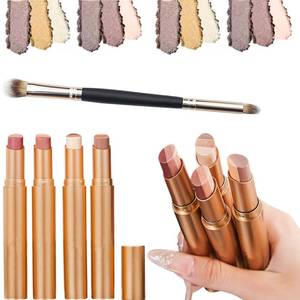lot 10157 image: 6 Color Eyeshadow Stick Set with Brush, 2Pcs Portable Three Tone Eyeshadow Gradient Stick Glitter Gradient Waterproof Eye shadow Pen Long-lasting Wear Smooth Texture for Eye Make Up Tool (Matte Pearl)