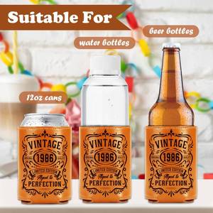 lot 10168 image: VISSTREE 40th Birthday Can Sleeves for Men, 1986 Leather Can Cooler Sleeves