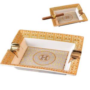 lot 10175 image: Royalebox Ceramic Ashtray A Stylish Indoor & Outdoor Cigarette Ashtray, Suitable for Home, Coffee Shop and Patio, Elegant Gold (Small Size)