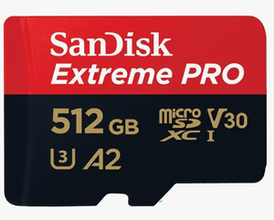 lot 10186 image: SanDisk Extreme 512GB microSD Card with Adapter. XC I v30 A2