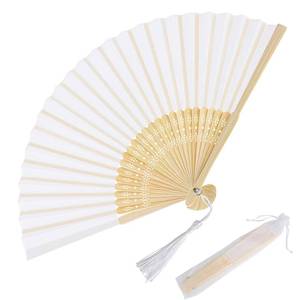 lot 1002 image: White Folding Hand Fan with Tassel