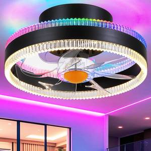 lot 1138 image: Mpayel Ceiling Fan with RGB LED Lights and Remote, 13 Inch Low Profile