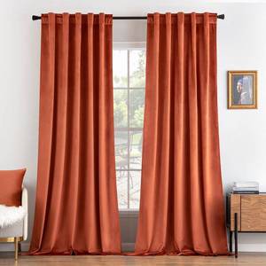 lot 1154 image: MIULEE Velvet Curtains 66 x 84 Inch Burnt Orange 2 Panel Set