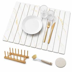 lot 1156 image: Nestorva Foldable Dish Drying Mat Diatomite Stone 24 x 16 In White