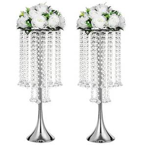 lot 1172 image: LoveCat Silver Metal Flower Stands for Centerpieces, 21.9 Tall, 2 Pack