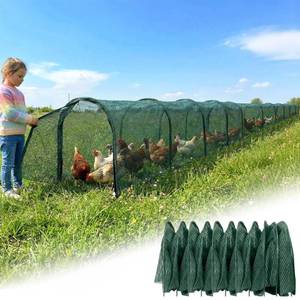 lot 1175 image: Hogarjal Foldable Chicken Run Tunnel 79 in & 157 in Green with Sun Net  Retail $150