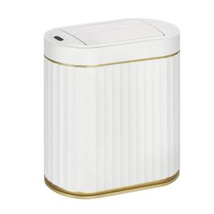 lot 1179 image: SYNCVIBE Bathroom Sensor Trash Can 2 Gallon Butterfly Lid White Gold