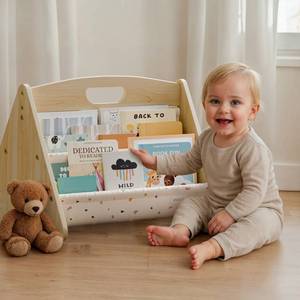 lot 1181 image: ZICOTO Montessori Kids Wooden Bookshelf 17.7 x 13.7 x 13.5 In
