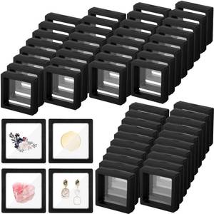 lot 1183 image: 60 Pcs 3D Floating Display Case 2.8 x 2.8 x 0.8 Inch Black