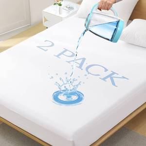 lot 1185 image: Softhour 2 Pack Twin Size Waterproof Mattress Protector, 6-21 Inch Deep Pocket