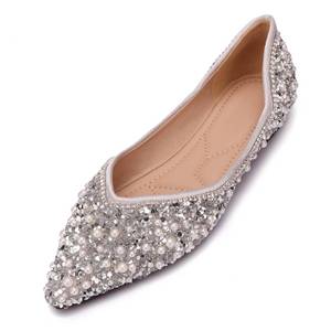 lot 1196 image: Womens Rhinestone Flats Pointed Toe Silver Size 8.5
