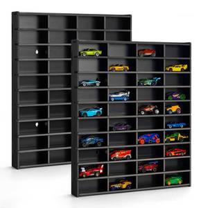 lot 1200 image: Krafetto Toy Car Display Shelves 80 Slot 164 Scale 2 Pack Black