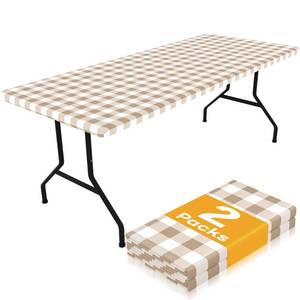 lot 2473 image: Smiry 8 Foot Picnic Table Cloth 2 Pack