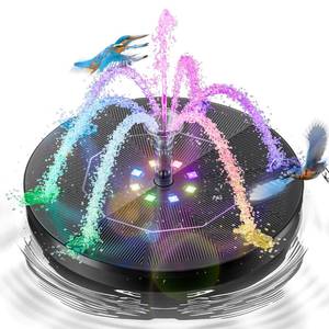 lot 2496 image: OVIBIRD 3.5W Solar Fountain 7 Color RGB LED Lights 2000mAh Battery Black