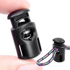 lot 2659 image: CooBigo 10 Pack Black Plastic Spring Cord Locks for Drawstring 28 x 15 mm