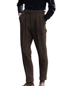 lot 2668 image: Mens Herringbone Tweed Dress Pants Regular Fit Coffee 36W x 30L