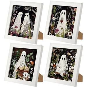 lot 2669 image: Geyoga Halloween Diamond Painting Kit 4 Pcs with Frame 7 x 7 Inch