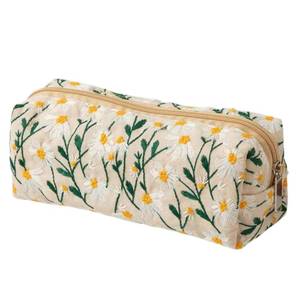 lot 2673 image: CetyVoyie Pencil Case Pouch Small Beige Embroidery
