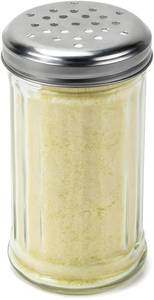 lot 2677 image: Bexter Glass Spice Shaker Dispenser 12 Oz Stainless Steel Top