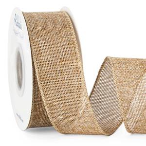 lot 2710 image: Ribbli Burlap Wired Edge Ribbon, 1-12 Inch x 10 Yard, Natural