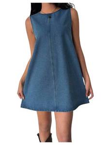 lot 2718 image: Milumia Women Denim Dress Bow Tie Back Sleeveless Mini Sundress, xs